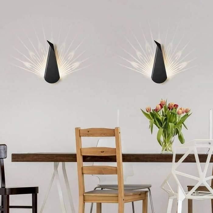 lampe décorative paon mural