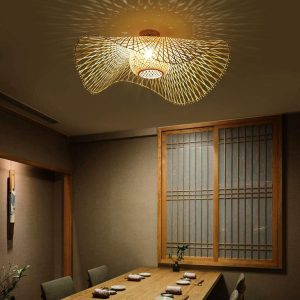 luminaire en bambou et rotin