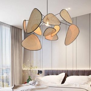 suspension luminaire rotin